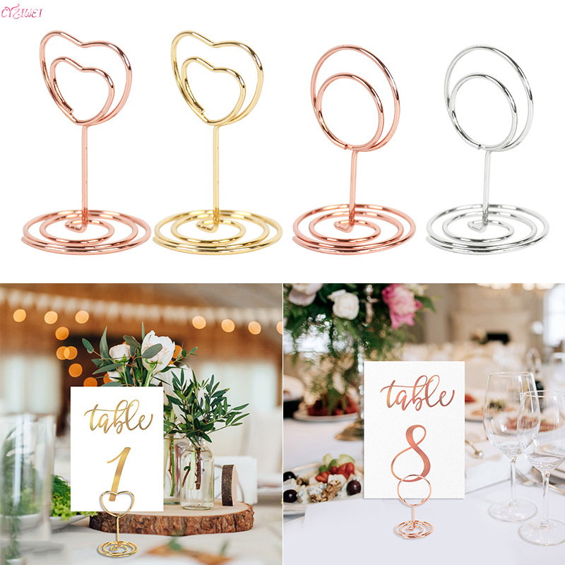 10pcs Romantic Love Heart Shape Metal Photo Clip Wedding Signs Wedding Table Numbers Place Cards Holder Wedding Table Decor