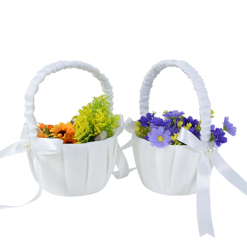 Wedding Flower Basket Flower Girl Basket Engagement/Wedding DIY Party Decor Bridesmaid Bridal Throw Petals Candy Basket Portable